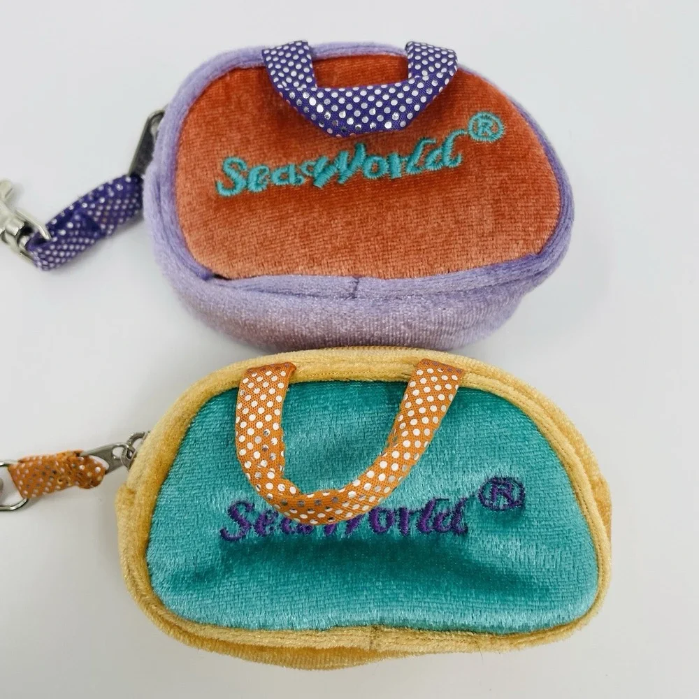SeaWorld Aurora Plush Coin Purse Set‎ Cutie Splash Mini Backpack Clips 2pc